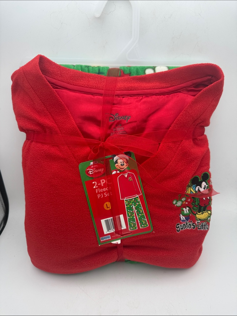 Women’s Disney Mickey Mouse Holiday Fleece 2 piece Pajama Set long sleeve sz L